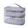 Jaugufiy Double Layer Toiletry Bag for Men and WomenBathroom Shower Bag Lightweight Dopp kit Shaving BagTravel Organizer for Accessories, Shampoo, Full Sized Container, Toiletries (Grey) view 1