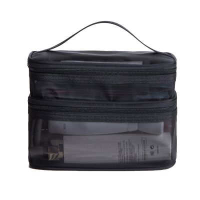 Jaugufiy Double Layer Toiletry Bag for Men and WomenBathroom Shower Bag Lightweight Dopp kit Shaving BagTravel Organizer for Accessories, Shampoo, Full Sized Container, Toiletries (Black)