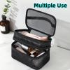 Jaugufiy Double Layer Toiletry Bag for Men and WomenBathroom Shower Bag Lightweight Dopp kit Shaving BagTravel Organizer for Accessories, Shampoo, Full Sized Container, Toiletries (Black) view 3