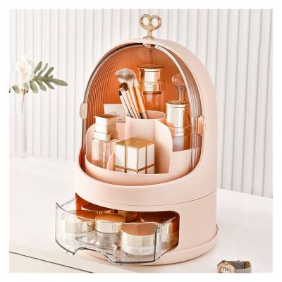 WIGSELBL Makeup Organizer Cosmetic Storage Holder Case,Portable Skincare Organizers Multi-Function Make Up Case Dustproof Cosmetic Display Storage Box,Cosmetics Jewelry Organizer Case (Color : Pink)