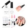 Makartt Poly Nail Extension Gel with Gel Top Coat Base Coat Kit Bundle, Soak off UV LED Gel Base and Top Coat, Poly Nail Extension Gel Kit with LED Lamp, Clear Pink Solution view 1