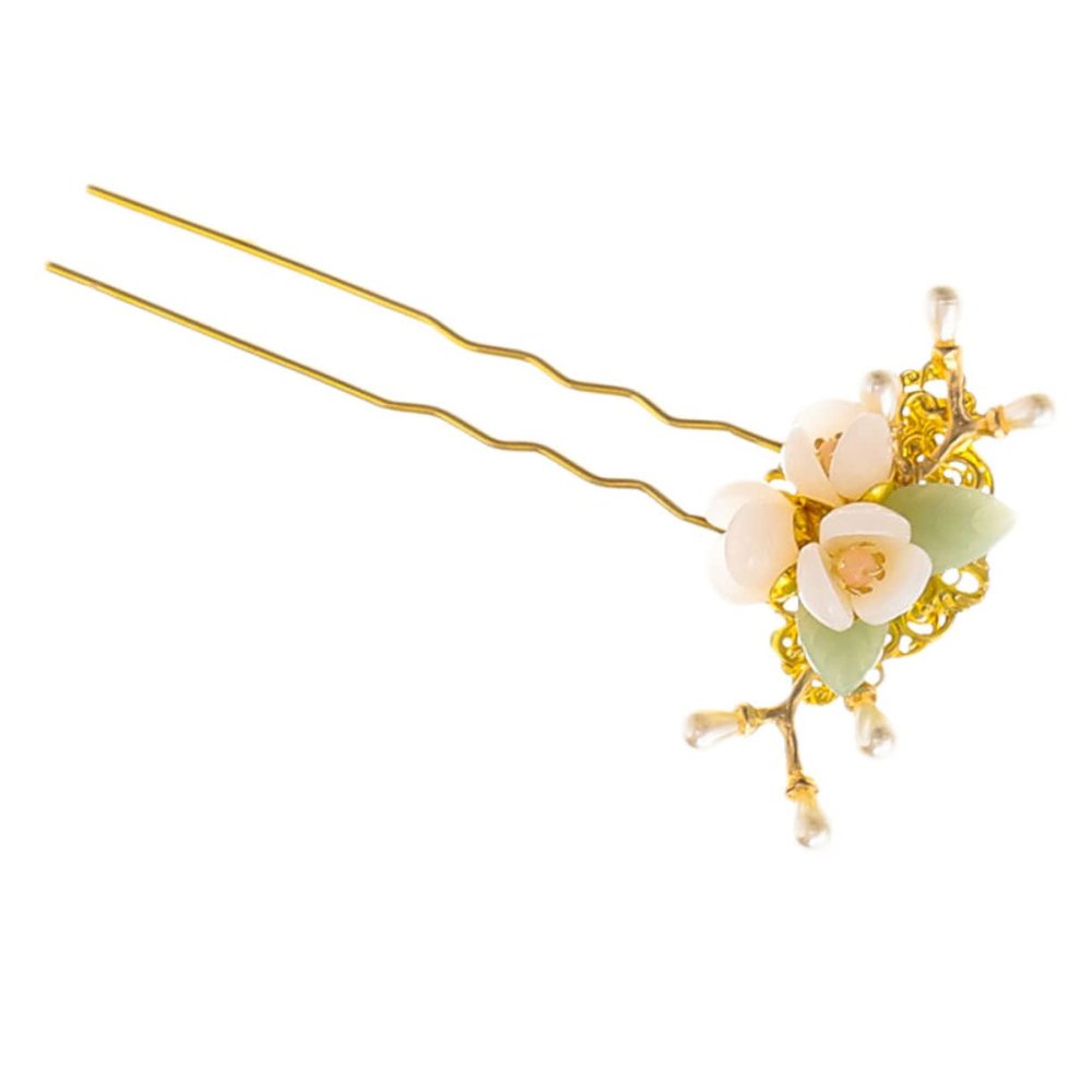 minkissy Handmade Vintage Flower Hairpin Traditional Chinese Style Hair Stick for Women Elegant Floral Hair Decor for Formal Occasions and Festivals