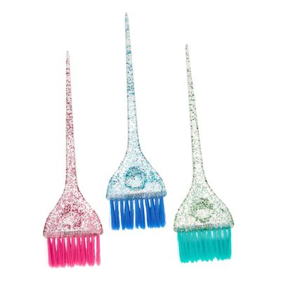 Mikinona Hair Dye Tools 3pcs Glitter Applicator DIY Coloring Dye Salon Accessories Tinting Tint Colours Hair Kit For Tool Brushes Home Solon Color Random Crystal-like Transparenet