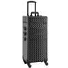 Somduy Rolling Makeup Case 4 in 1,Professional Makeup Train Case organizers,Large Storage Cosmetic case Trolley,Makeup Travel Case for Salon Barber Bright Black view 1
