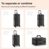 Somduy Rolling Makeup Case 4 in 1,Professional Makeup Train Case organizers,Large Storage Cosmetic case Trolley,Makeup Travel Case for Salon Barber Bright Black view 4