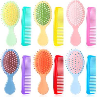 Nuanchu 12 Pcs Mini Wet Hair Brush and Comb Set Travel Brush Small Plastic Detangler Comb for Kids Toddler Baby Wet Curly Hair(Light Color)