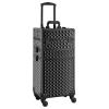 Somduy Rolling Makeup Case 3 in 1,Professional Makeup Train Case organizers,Large Storage Cosmetic case Trolley,Makeup Travel Case for Salon Barber Bright Black view 1