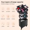 Somduy Rolling Makeup Case 3 in 1,Professional Makeup Train Case organizers,Large Storage Cosmetic case Trolley,Makeup Travel Case for Salon Barber Bright Black view 3
