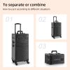 Somduy Rolling Makeup Case 3 in 1,Professional Makeup Train Case organizers,Large Storage Cosmetic case Trolley,Makeup Travel Case for Salon Barber Bright Black view 4