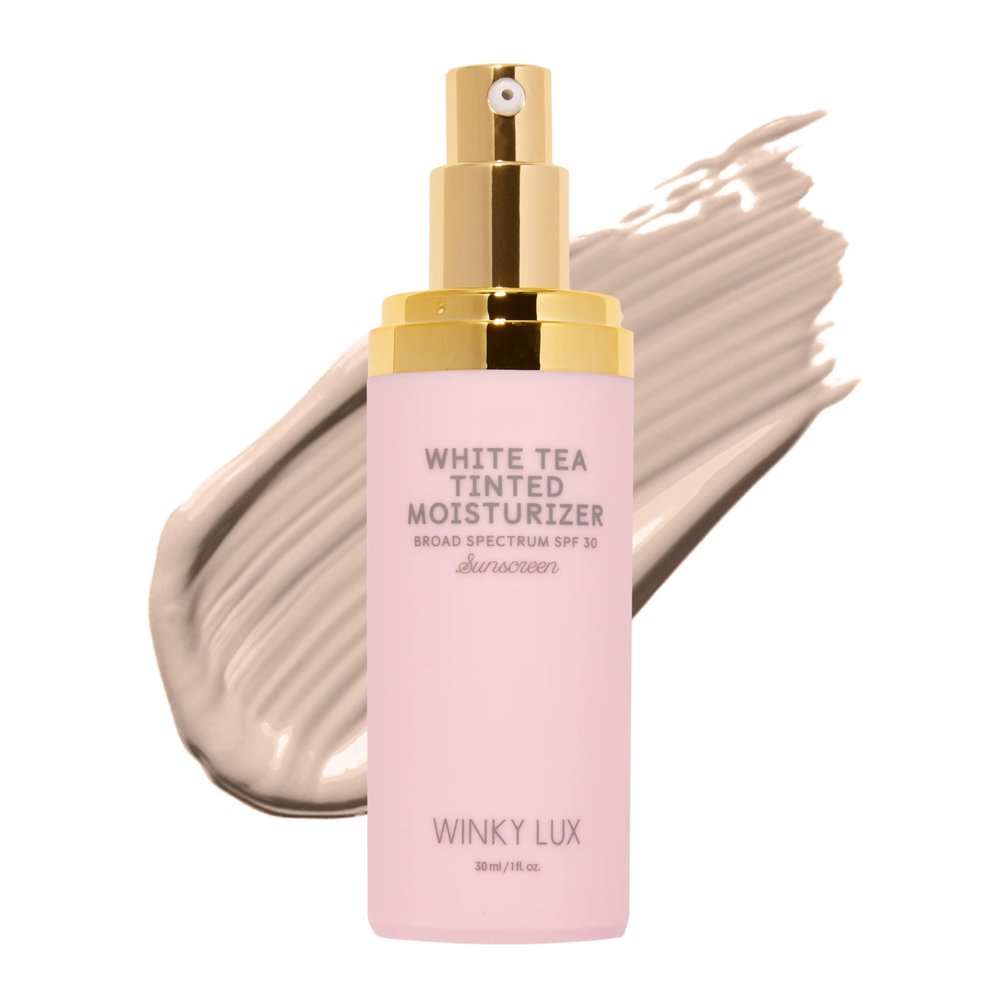 Winky Lux White Tea Tinted Moisturizer SPF 30  Buildable Coverage with Facial SPF, Lightweight Sunscreen for Face, Naturally Radiant Finish, Long Lasting Coverage with Vitamin E, Fair