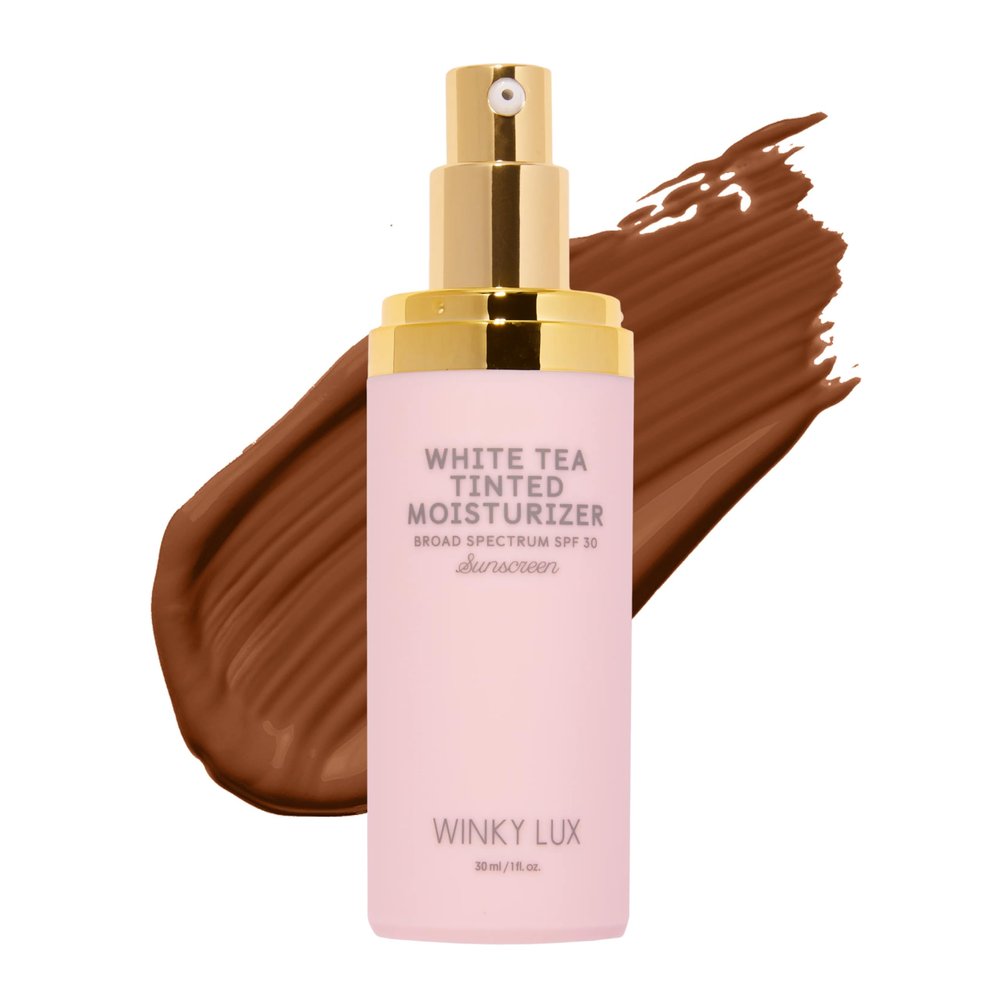 Winky Lux White Tea Tinted Moisturizer SPF 30 - Buildable Coverage with Facial SPF, Lightweight Sunscreen for Face, Naturally Radiant Finish, Long Lasting Coverage with Vitamin E, Deep