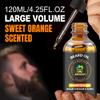 Beard Oil,120ml/4.25fl.oz Oil Promote Large Volume Beard Growth,Leave in Conditioner Beard Care Natural Sweet Orange Scent Mustaches Growth Soften Strength,Gifts for Men Him Dad view 3