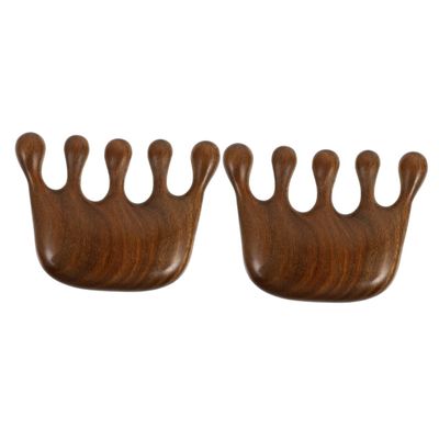 Healifty 2pcs Natural Wood Wide Tooth Comb for Scalp Massage Sandalwood Hair Comb for Gentle Hair Care and Oil Balance for