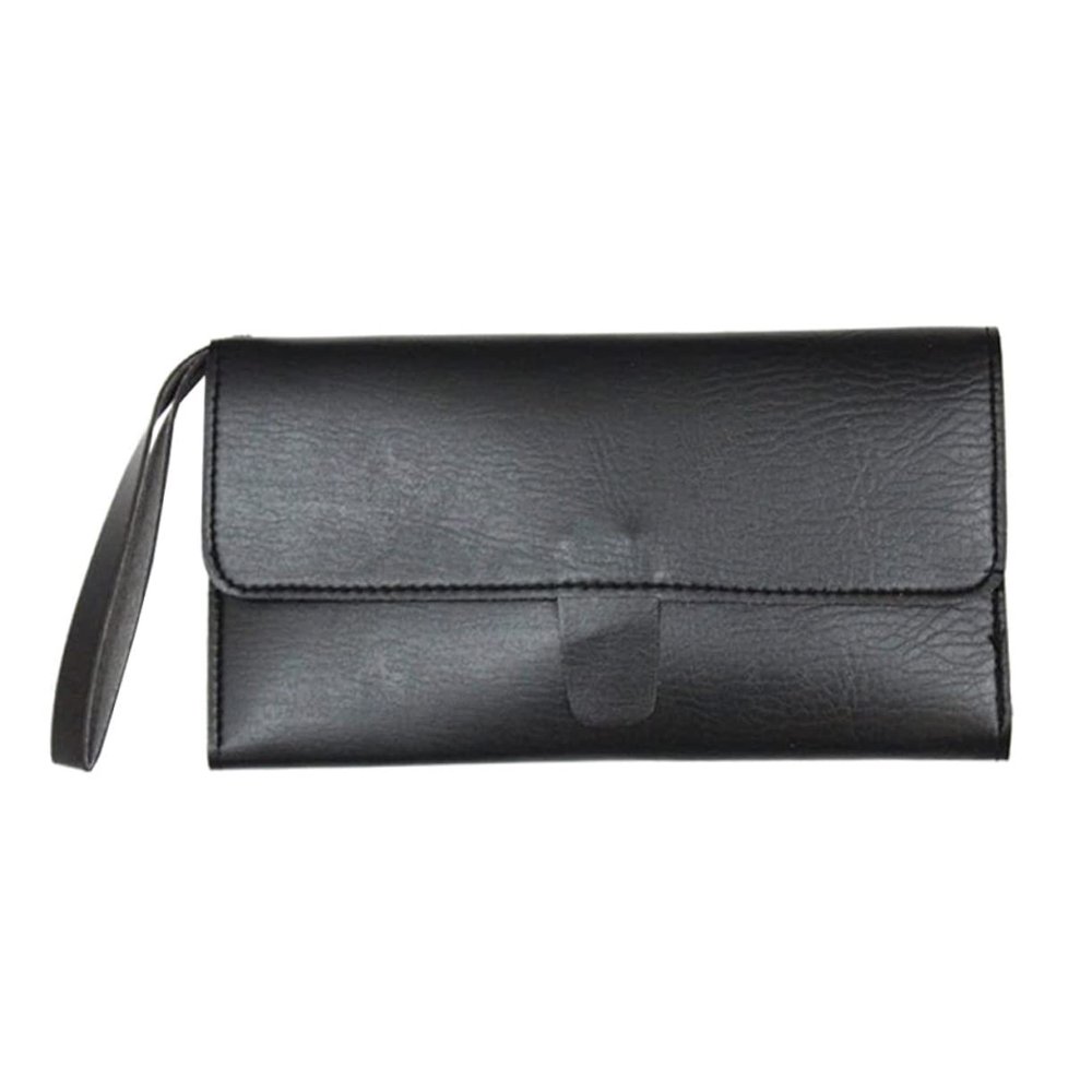 minkissy 1pc Portable Barber Tool Case Leather Scissors Pouch Organizer for Hairdressers Zipper Design Lightweight Compact for Travel Outdoor Activities