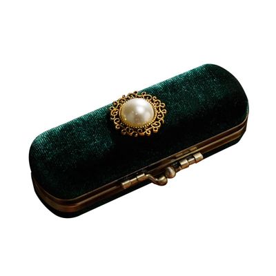 Alipis Travel Makeup Mirror Travel Makeup Mirror Vintage Lipstick Case with Retro Lipstick Box Lip Balm Lip Gloss Organizer Bag Soft Storage Case (Green) Purse Holder Purse Holder