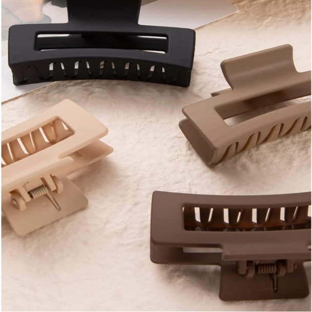 4pcs Square Design Hair Claw (one-size Multicolor)