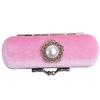 Alipis Vintage Lipstick Box with Mirror Compact Pink Velvet Lipstick Holder Case for Travel Makeup Organizer view 1