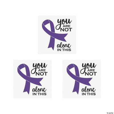 Fun Express Awareness Ribbon Temporary Tattoos - 1.5' | Glitter Design | Paper - Purple | Pack of 72