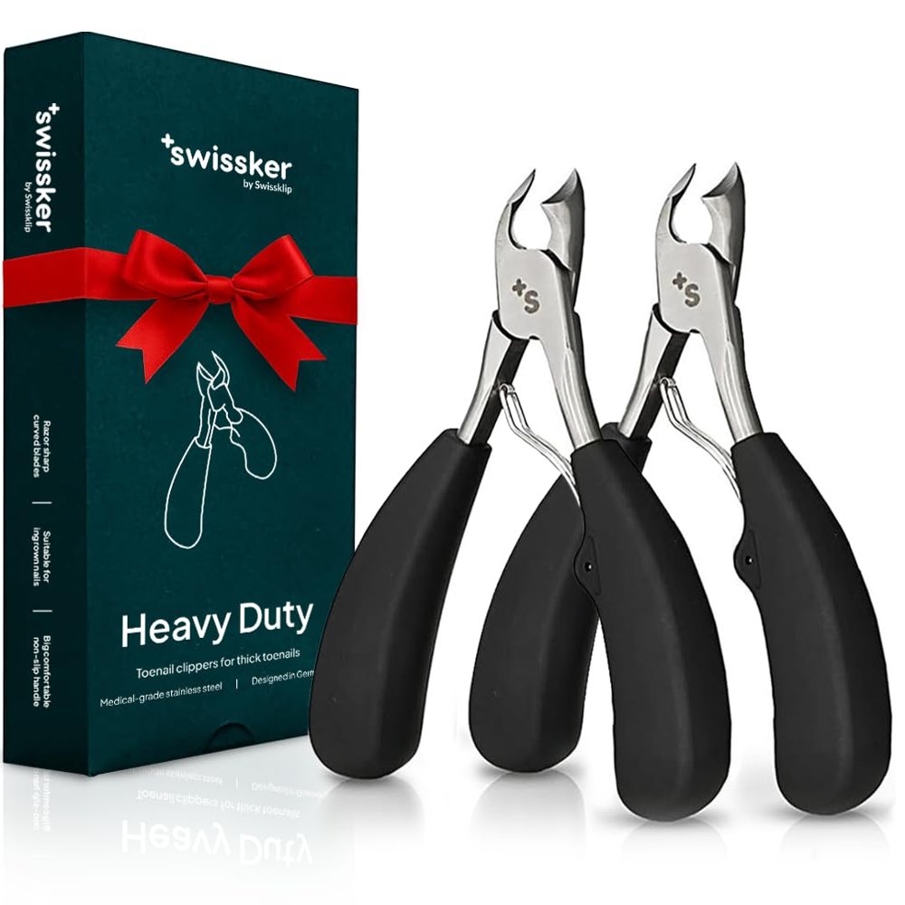 Swissker by Swissklip Toenail Clippers I Heavy Duty Toe Nail Clippers I Toenail Clippers for Thick Nails I Toenail Scissors I Heavy Duty Nail Clippers for Thick Nails (Pack of 2)