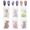 6pcs Nail Art Seashells Set, Colorful Glitter Seashell Irregular Fragments Nail Design Kit for DIY Nail Salon view 1