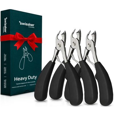 Swissker by Swissklip Toenail Clippers I Heavy Duty Toe Nail Clippers I Toenail Clippers for Thick Nails I Toenail Scissors I Heavy Duty Nail Clippers for Thick Nail (Pack of 3)