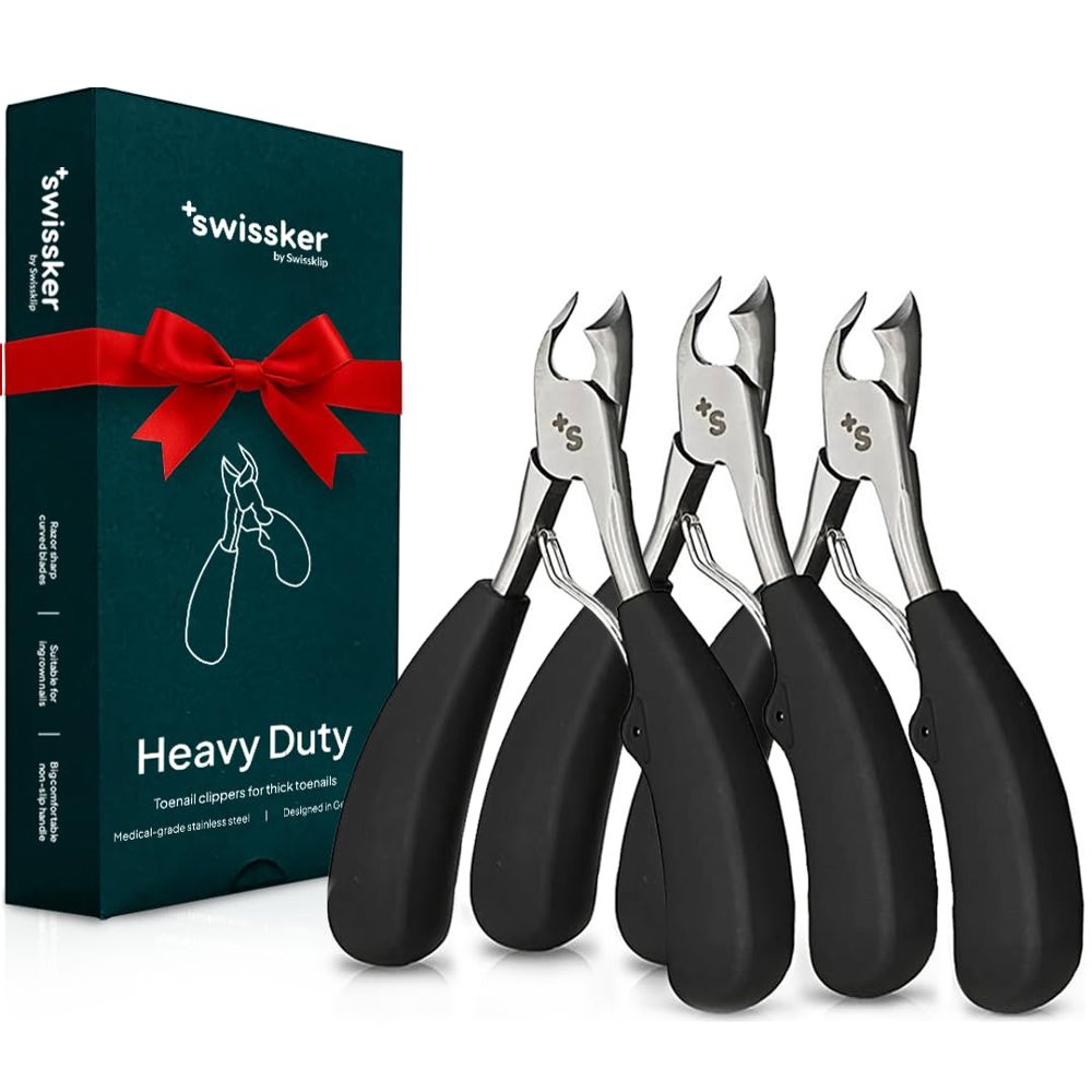 Swissker by Swissklip Toenail Clippers I Heavy Duty Toe Nail Clippers I Toenail Clippers for Thick Nails I Toenail Scissors I Heavy Duty Nail Clippers for Thick Nail (Pack of 3)