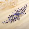 Teyglen Blue Rhinestone Headpiece Flower Wedding Hair Comb Headband Bridal Crystal Hair Pieces Hair Accessories Shiny Crystal Hair Side Comb for Women Bride Girls (Blue) view 1
