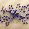 Teyglen Blue Rhinestone Headpiece Flower Wedding Hair Comb Headband Bridal Crystal Hair Pieces Hair Accessories Shiny Crystal Hair Side Comb for Women Bride Girls (Blue) view 4