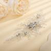 Teyglen Women Rhinestones Flower Bride Wedding Hair Comb Headband Handmade Hair Pieces Hair Accessories Shiny Crystals Bridal Side Hair Combs for Women Bride Girls (Silver) view 2