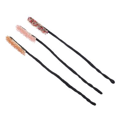 Lurrose 3pcs Rhinestone Hair Bun Maker Hair Accessories Compact Easy to Use for Women Girls Create Beautiful in Seconds