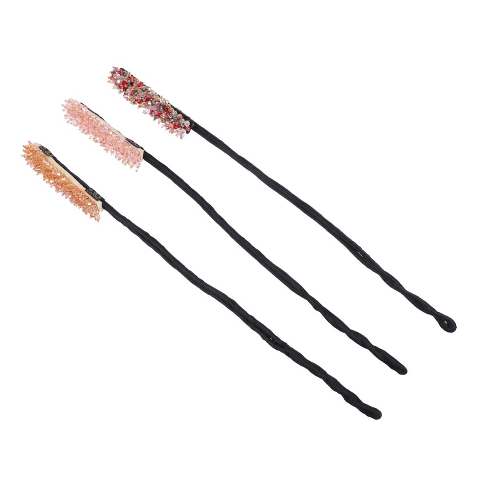 Lurrose 3pcs Rhinestone Hair Bun Maker Hair Accessories Compact Easy to Use for Women Girls Create Beautiful in Seconds