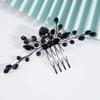 Teyglen Black Crystal Hair Comb Bridal Black Rhinestone Hair Comb Wedding Hair Accessories Shiny Black Rhinestone Side Hair Comb Black Headpiece Hair Pieces for Women Bride Girls view 1
