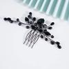 Teyglen Black Crystal Hair Comb Bridal Black Rhinestone Hair Comb Wedding Hair Accessories Shiny Black Rhinestone Side Hair Comb Black Headpiece Hair Pieces for Women Bride Girls view 2