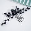 Teyglen Black Crystal Hair Comb Bridal Black Rhinestone Hair Comb Wedding Hair Accessories Shiny Black Rhinestone Side Hair Comb Black Headpiece Hair Pieces for Women Bride Girls view 3