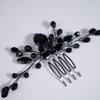 Teyglen Black Crystal Hair Comb Bridal Black Rhinestone Hair Comb Wedding Hair Accessories Shiny Black Rhinestone Side Hair Comb Black Headpiece Hair Pieces for Women Bride Girls view 4