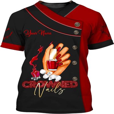 Personalized Nail 3D Tshirt, Manicurist Gift Custom Name, Nails, Beauty, Self Care, Spa, Pedicure, Nail Shirt, Nail Art Shirt, Custom Nail Tech 3D Shirt, Nail Artist Gifts/Gift-562