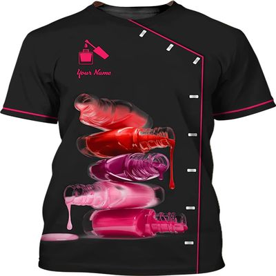Personalized Nail Tech 3D Tshirt, Manicurist Gift Custom Name, Nail Art Shirt, Spa, Pedicure