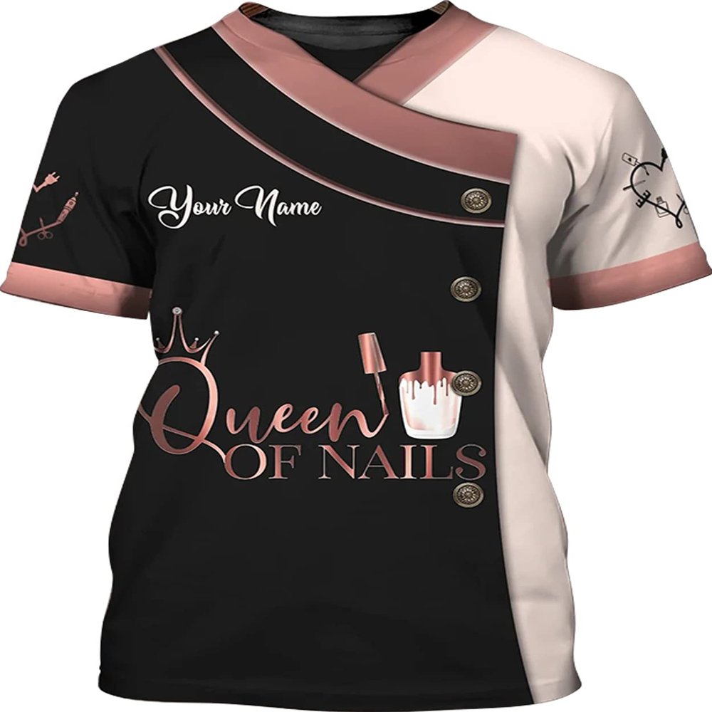 Personalized Custom Name 3D T-Shirt, Manicurist Gift, Beauty & Spa, Pedicure, Nail Art Shirt, Nail Tech