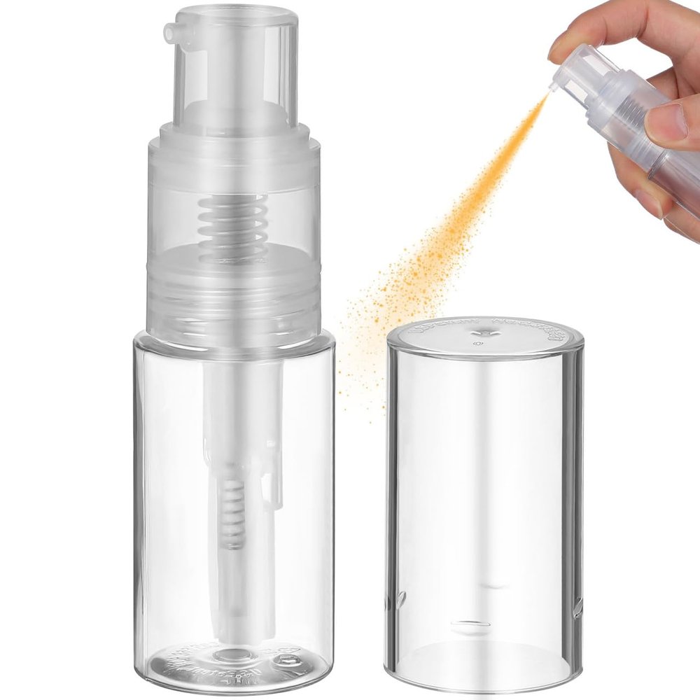 LALAFINA Travel Makeup Powder Dispenser Portable Talcum Powder Jar with Locking Nozzle Transparent Refillable Container for Baby and Loose