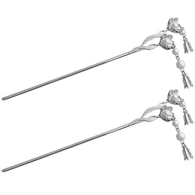 Lurrose 2pcs Flower Hair Forks for Women Vintage Hair Chopsticks for Elegant Updos for Weddings Parties and Daily Wear