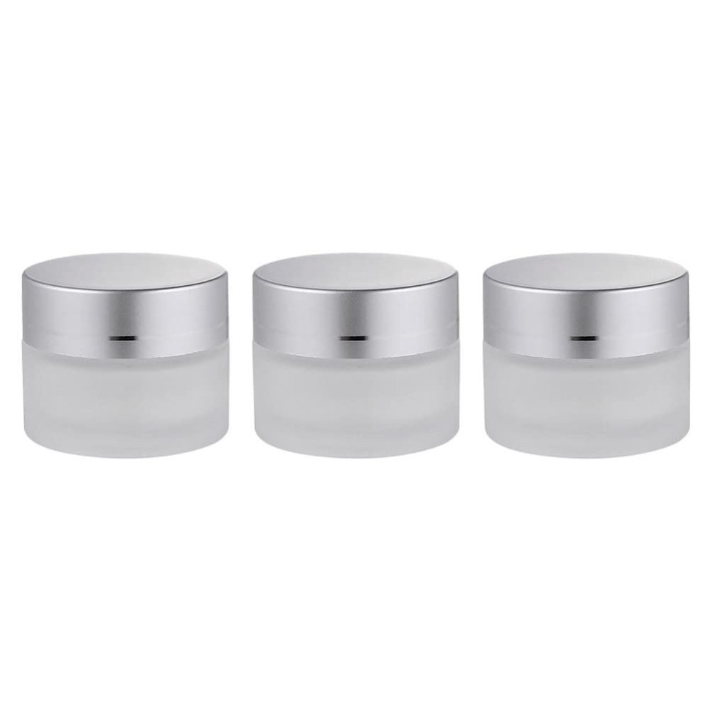 OSALADI Mini Glass Cream Bottles Set Makeup Containers Lids Travel Size Storage Jars for Skincare