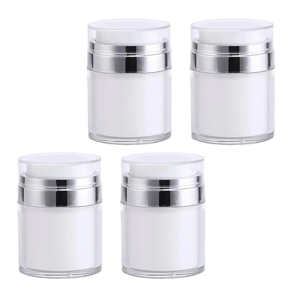 Uonlytech 4pcs Refillable Airless Lotion Bottle Travel Pump Jar Dispenser for Creams Moisturizers and Diy Cosmetics Sturdy As Material Compact Design for Easy Use