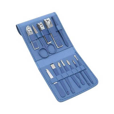 Blue-12PCS Manicure Set Nail Clippers Pedicure Kit - Stainless Steel Manicure Kit, Professional Grooming Kits, Nail Care Tools