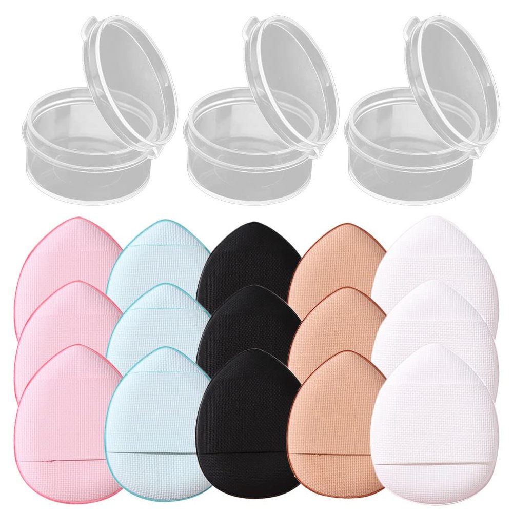 KALLORY 15pcs Mini Fingertip Makeup Powder Puff for Foundation Durable Portable Applicators for Loose Pressed Powder for Daily Use Travel Easy to Hold Apply
