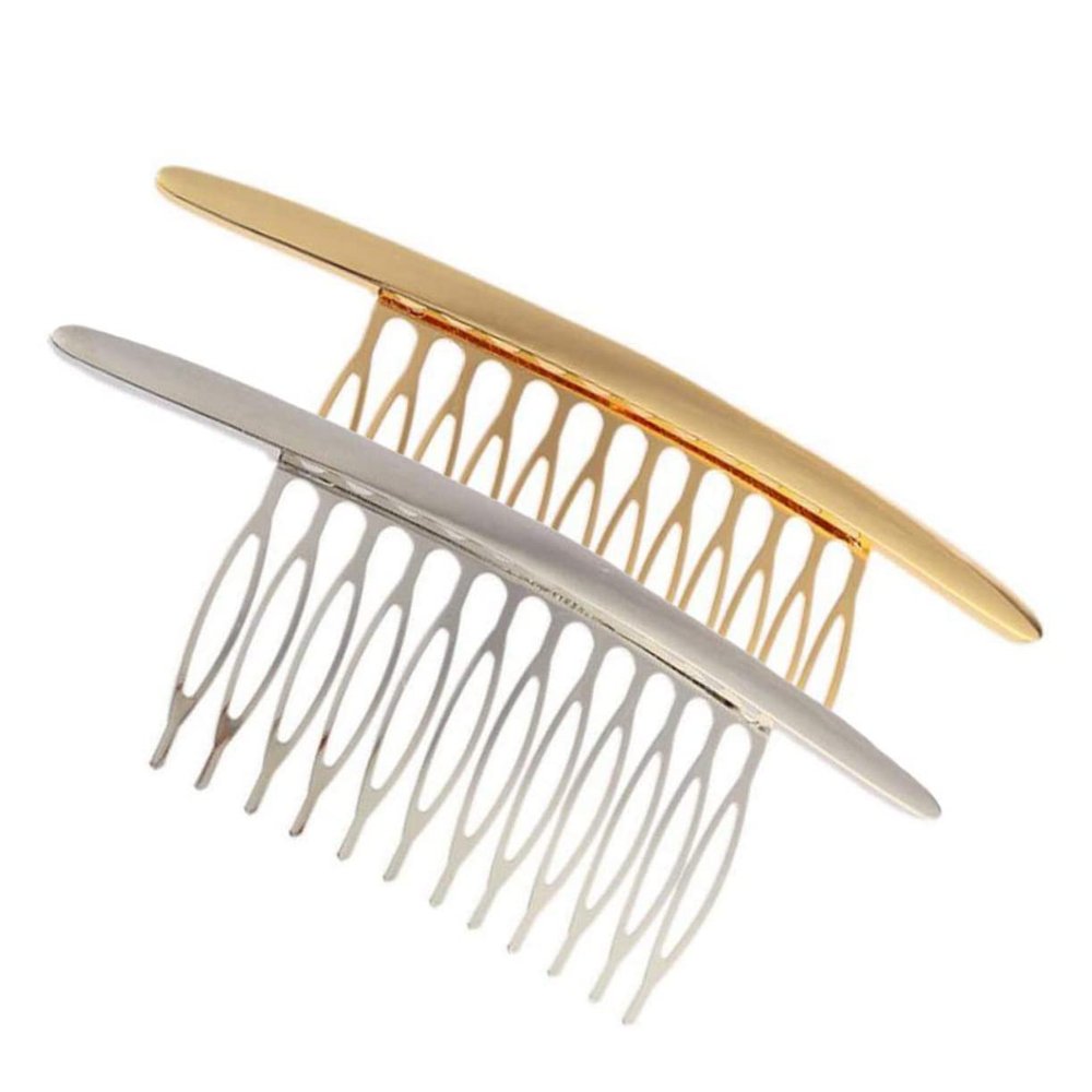 BIUDECO 2pcs Stylish Hair Combs for Women Delicate Alloy Hair Clips Headdress Accessories Versatile Gold Silver Hairpins for Hairstyles