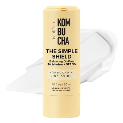 Avatara - Kombucha The Simple Shield Face Sunscreen, Zinc Oxide SPF Moisturizer, Moisturizer with BHA and Hyaluronic Acid, Mineral Sunscreen for Face, Teen Skincare, 1.01 fl. Oz.