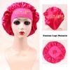 Customize Satin Bonnet Hair Care Silk Bonnet for Sleeping, 10 PCS Private Logo Bonnet Cap Hair Wrap Cap for Black Women (Logo on top, Dark-Pink) view 4
