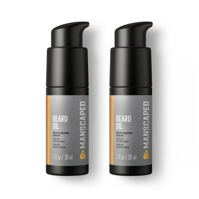 MANSCAPED Beard Oil, Moisturizing Serum with Jojoba Seed, Sunflower, Sweet Almond Oils for a Nourishing, Hydrating Shine, (1 fl oz) 2-Pack