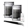 KC Republic Eyebrow Extensions Kit with 2 Trays of Mink False Eyebrows in Black, Eyebrow Extension Glue Clear & Extension Tweezers, Comes on Mixed Length Trays 5-8 mm Mix (Black 2-Pack Tray, Tweezer) view 1