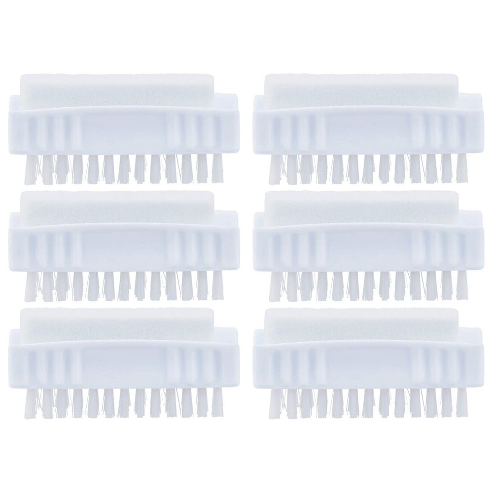 Superio Nail Brush with Pumice Stone Duel Side Shower Brush Bathroom Foot Scrubber exfoliate Dry Dead Skin Stiff Bristles Brush Removes Callus on Hand Heels Smooth Skin, (6)